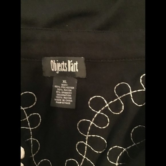 Objects D'Art Black White Embroidered Sleeveless Tank Top Size XL - Picture 6 of 6